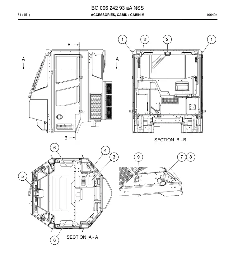 BG00624293a BG 006 242 93a Accessories, Cabin - Sandvik Technical Drawing