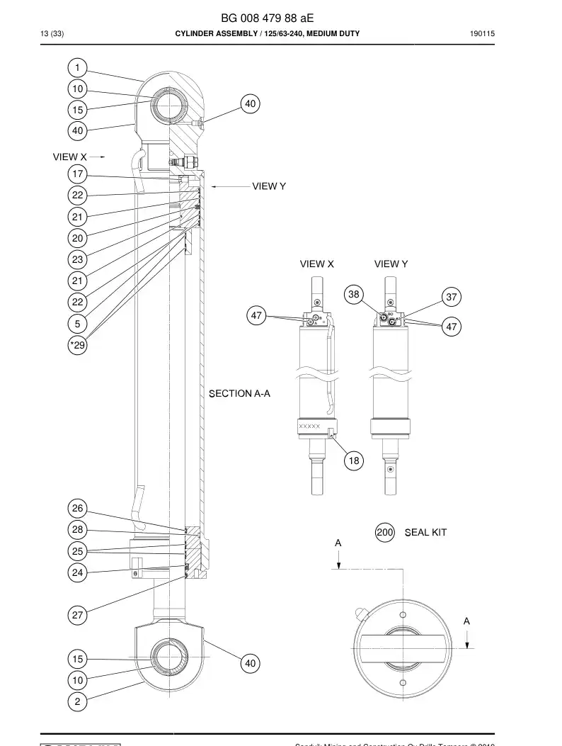 BG00625816a BG 006 258 16a Seal Kit - Sandvik Technical Drawing