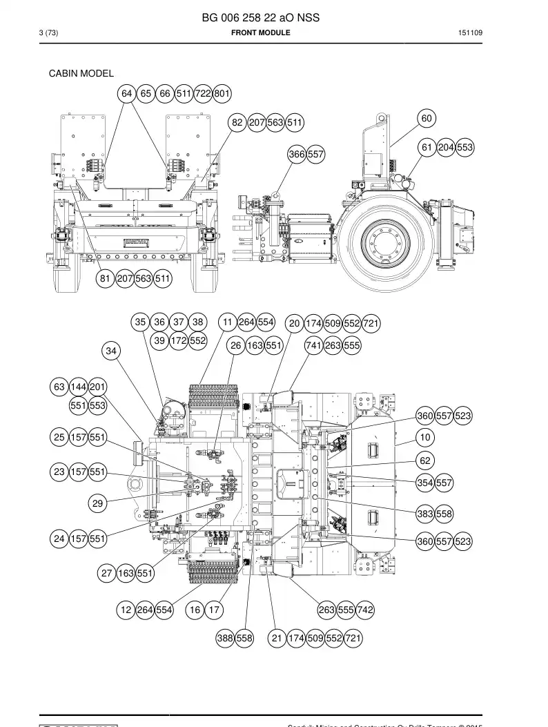 BG00625822a BG 006 258 22a Front module - Sandvik Technical Drawing