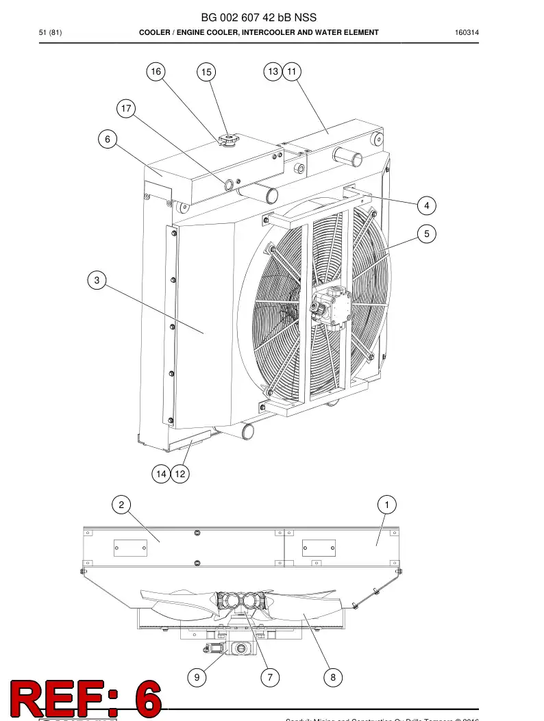BG00626069a BG 006 260 69a Tank, Water - Sandvik Technical Drawing