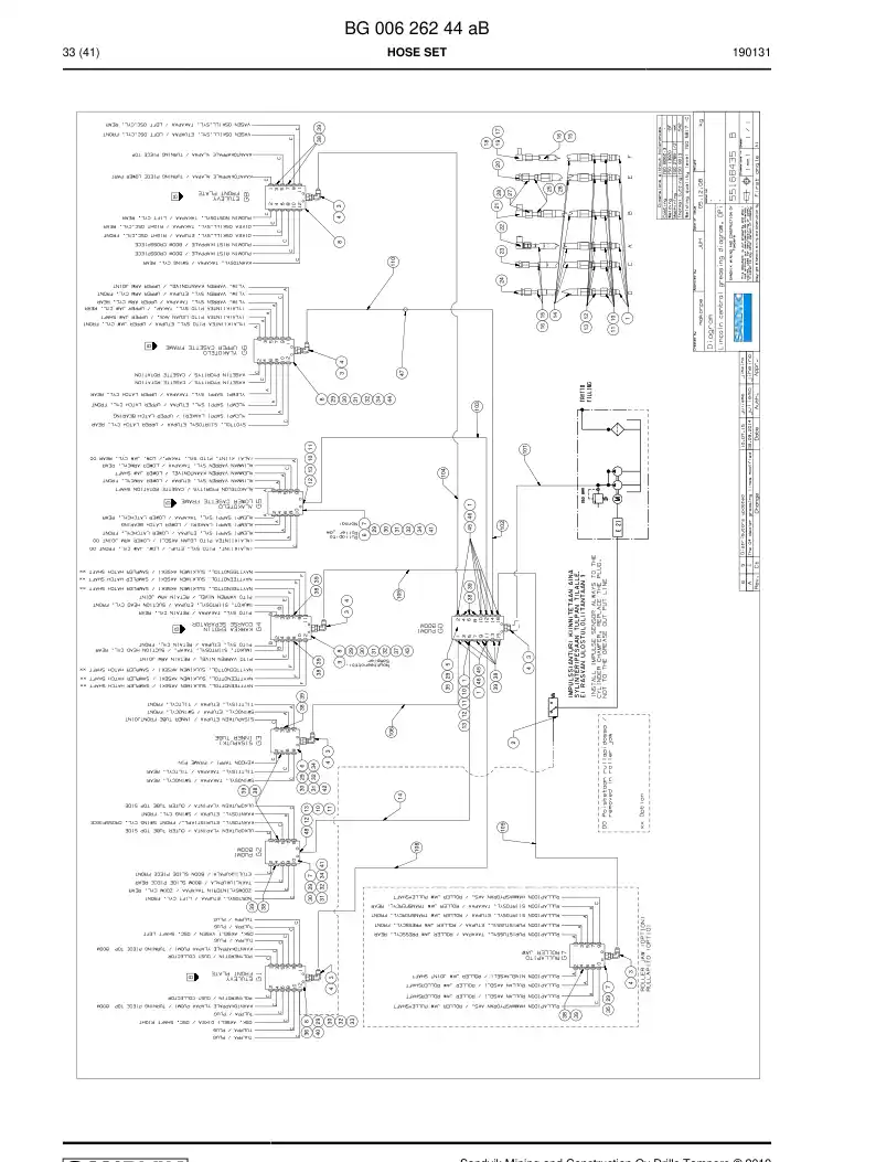 BG00626244a BG 006 262 44a Hose Set - Sandvik Technical Drawing
