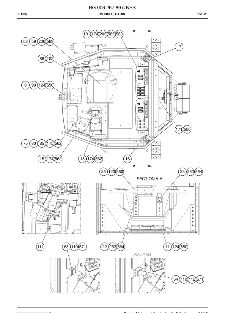 BG00626789c BG 006 267 89c Module, Cabin - Sandvik Technical Drawing