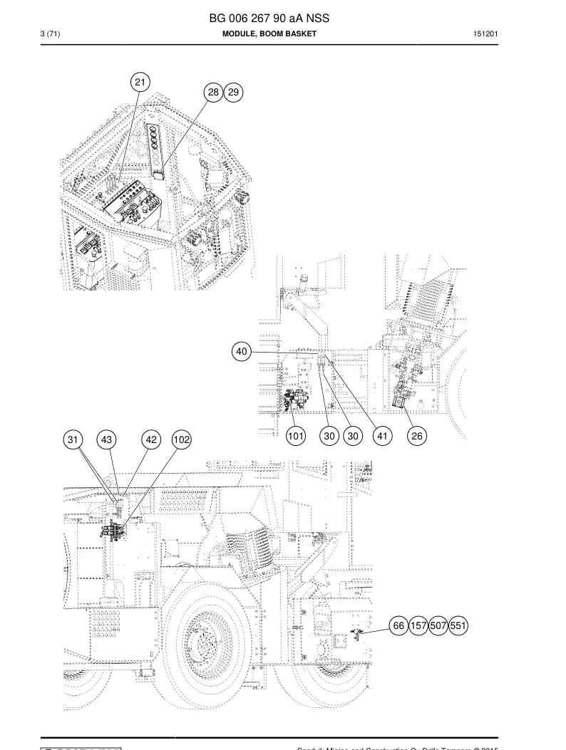 BG00626790a BG 006 267 90a Module, Boom Basket - Sandvik Technical Drawing