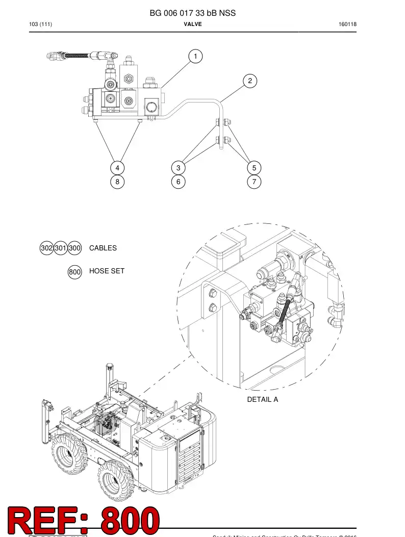 BG00628816b BG 006 288 16b Hose Set - Sandvik Technical Drawing