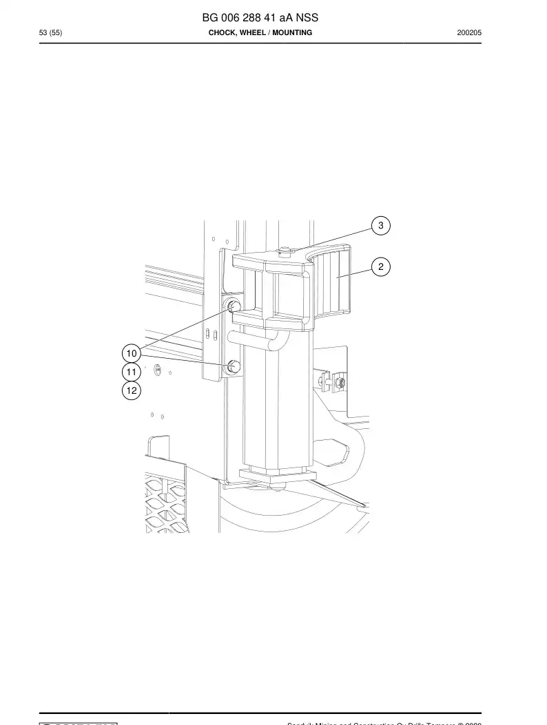 BG00628841a BG 006 288 41a Chock, Wheel - Sandvik Technical Drawing