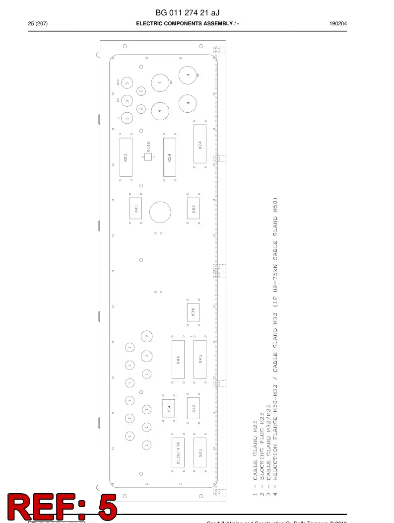 BG00629331a BG 006 293 31a Plate, Cable Entry - Sandvik Technical Drawing