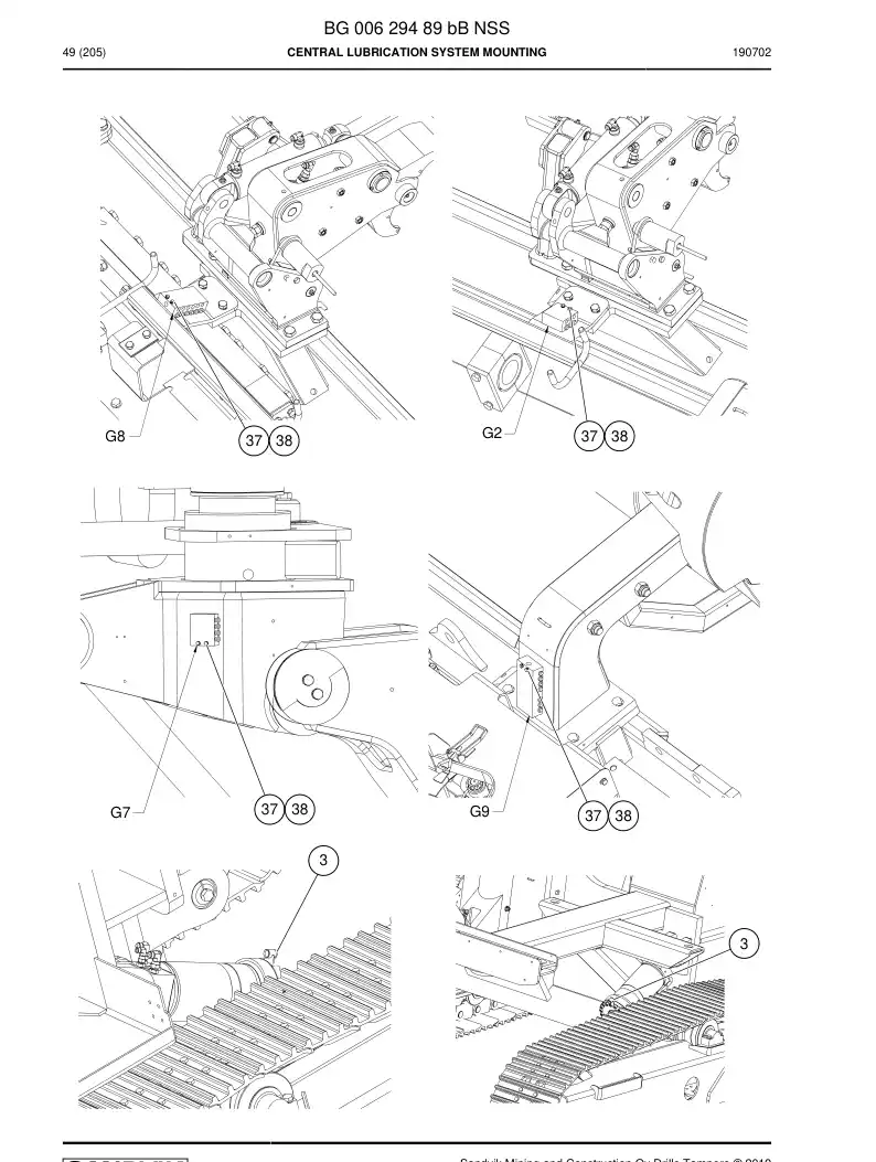 BG00629489b BG 006 294 89b Central Lubrication System mounting - Sandvik Technical Drawing