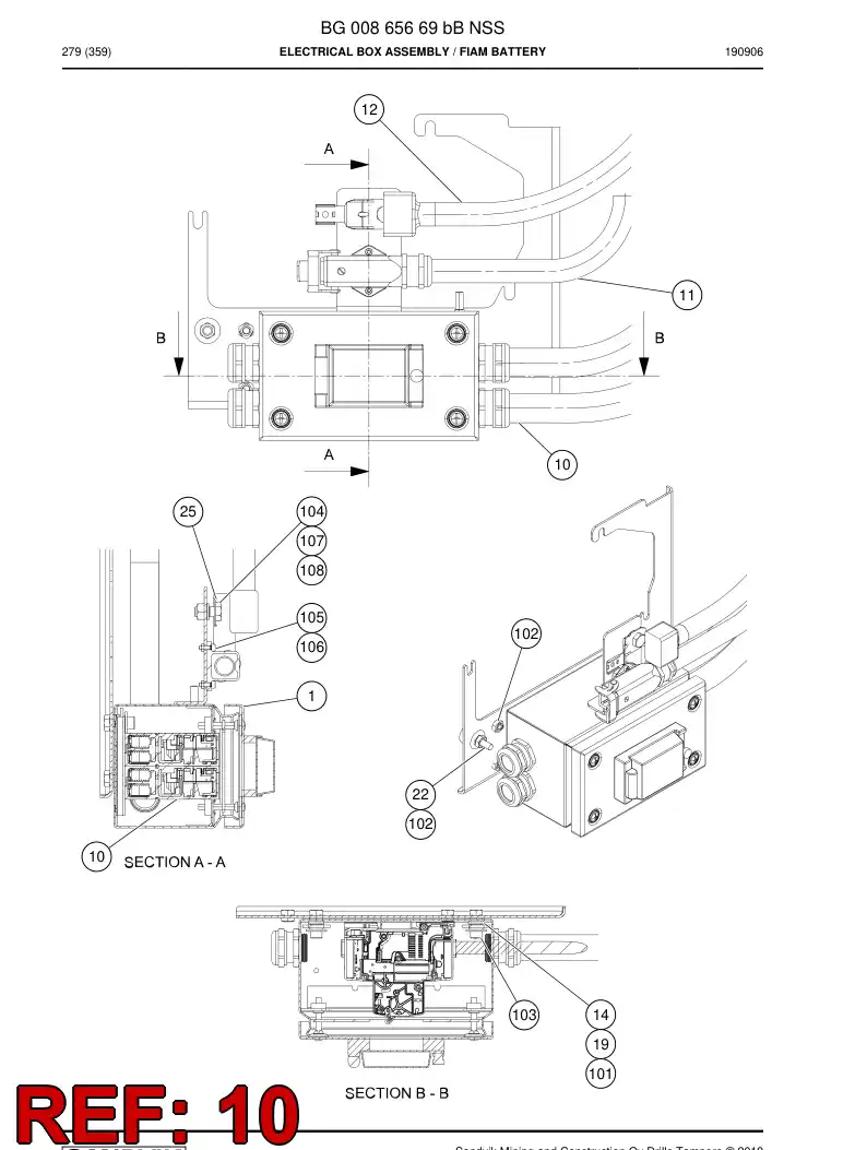 BG00630375c BG 006 303 75c Cable Set - Sandvik Technical Drawing
