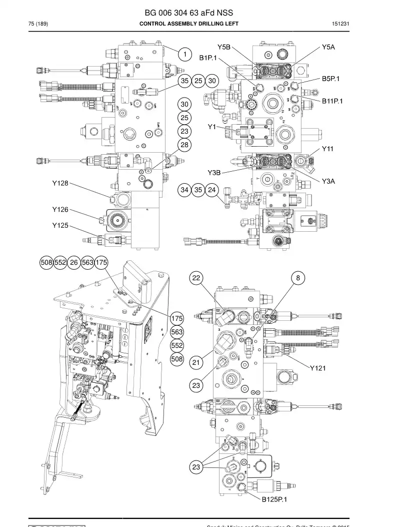 BG00630463a BG 006 304 63a Control Assembly Drilling left - Sandvik Technical Drawing