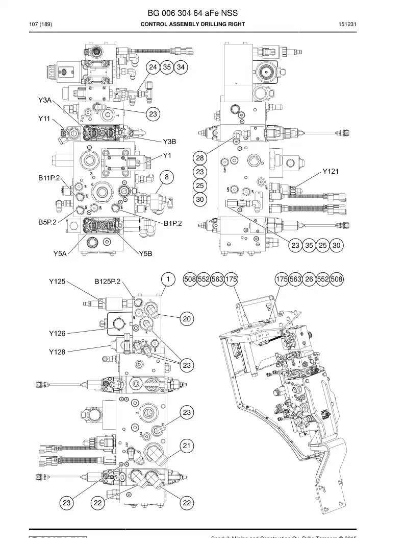 BG00630464a BG 006 304 64a Control Assembly Drilling right - Sandvik Technical Drawing