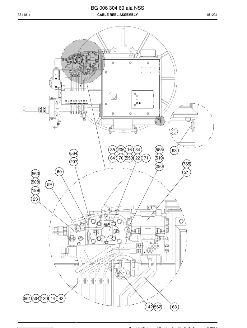 BG00630469a BG 006 304 69a Cable Reel Assembly - Sandvik Technical Drawing