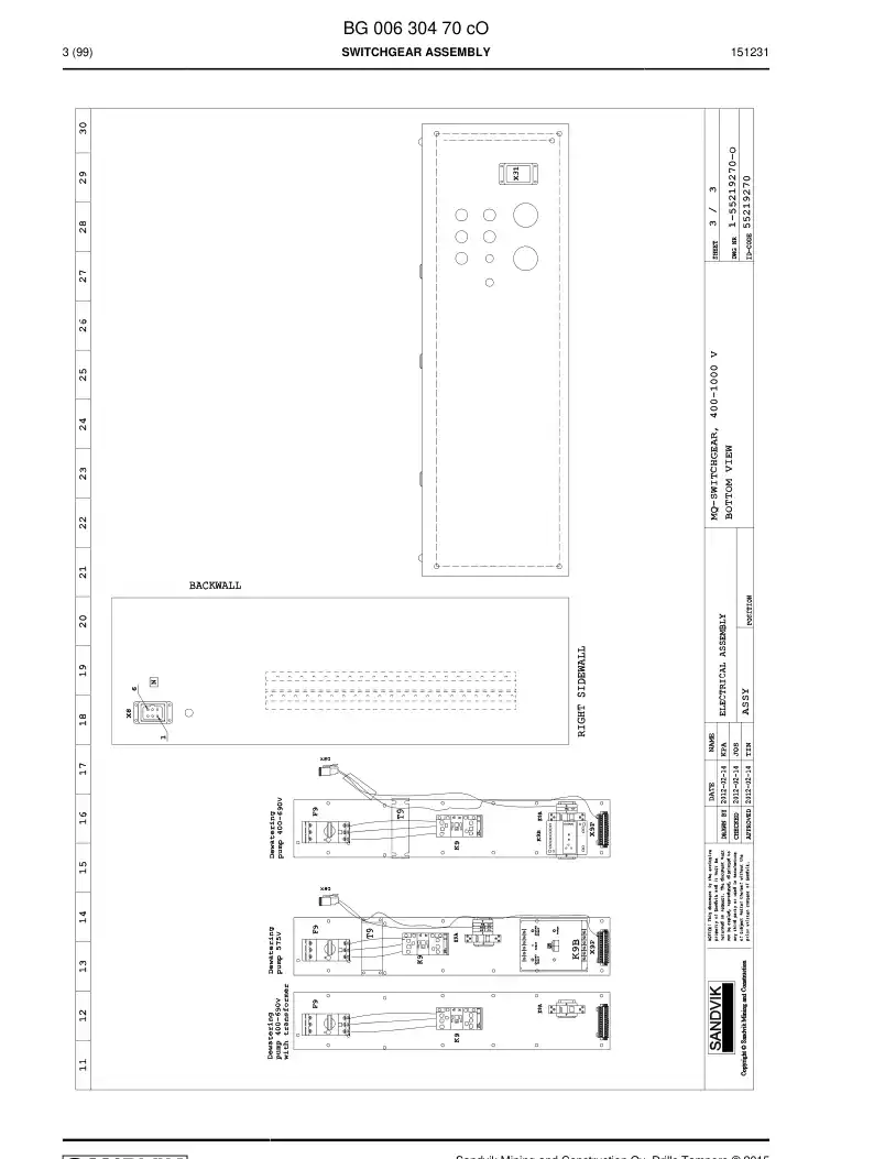 BG00630470c BG 006 304 70c Switchgear Assembly - Sandvik Technical Drawing