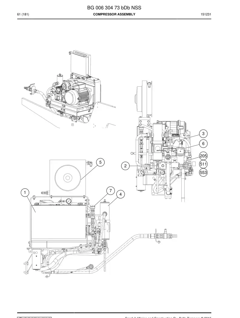 BG00630473b BG 006 304 73b Compressor Assembly - Sandvik Technical Drawing