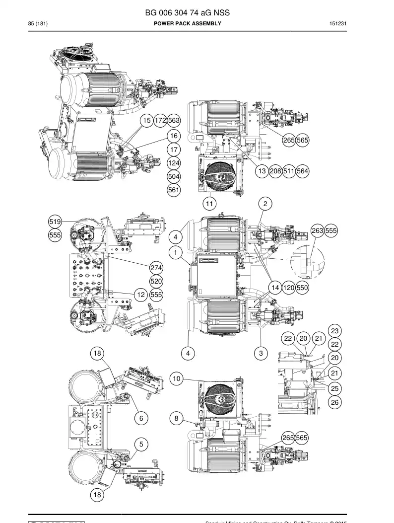 BG00630474a BG 006 304 74a Power Pack Assembly - Sandvik Technical Drawing
