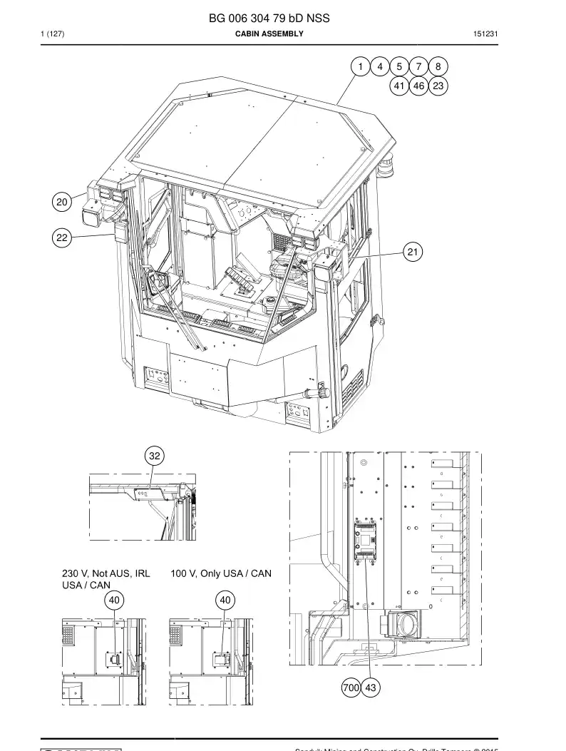 BG00630479b BG 006 304 79b Cabin Assembly - Sandvik Technical Drawing