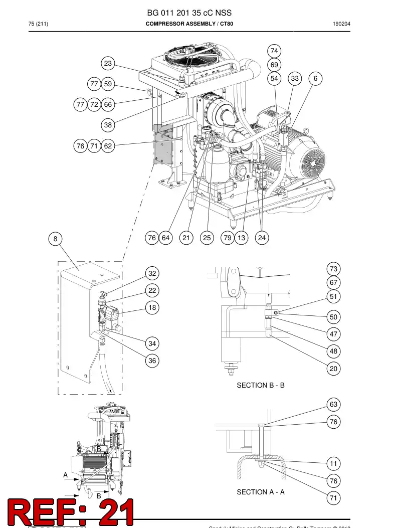 BG00633891a BG 006 338 91a Flange - Sandvik Technical Drawing