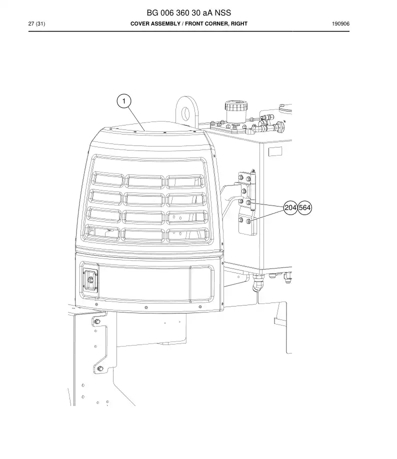 BG00636030a BG 006 360 30a Cover Assembly - Sandvik Technical Drawing
