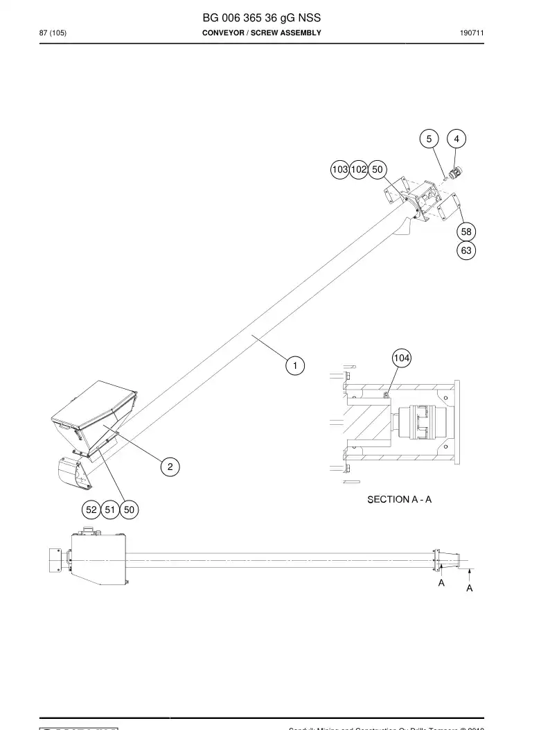 BG00636536g BG 006 365 36g Conveyor - Sandvik Technical Drawing