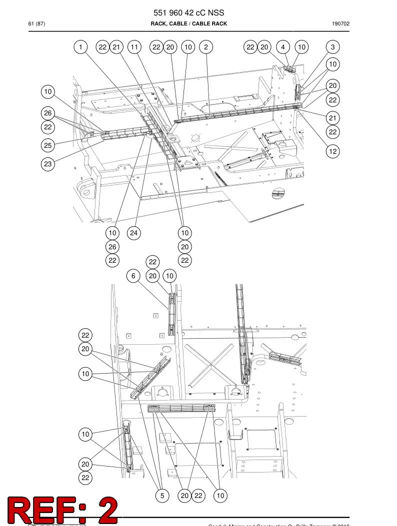 BG00636743a BG 006 367 43a Rack, Cable - Sandvik Technical Drawing