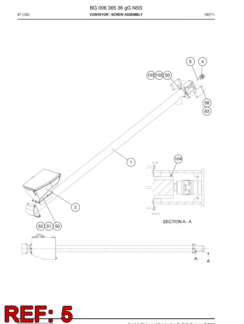 BG00636744a BG 006 367 44a Key - Sandvik Technical Drawing