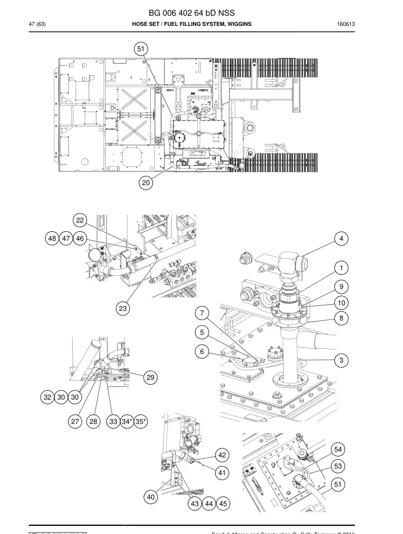 BG00640264b BG 006 402 64b Hose Set - Sandvik Technical Drawing
