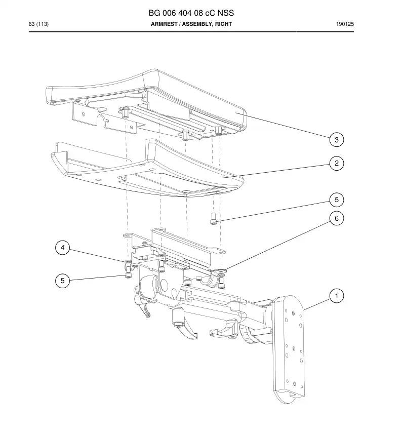 BG00640408c BG 006 404 08c Armrest - Sandvik Technical Drawing