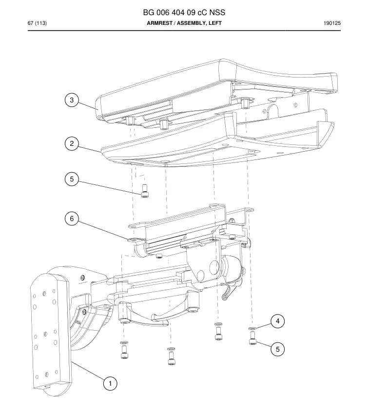 BG00640409c BG 006 404 09c Armrest - Sandvik Technical Drawing