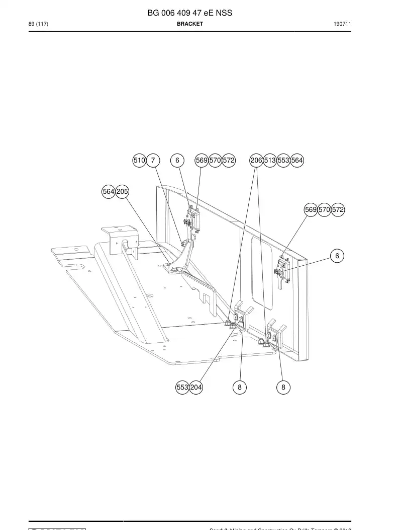 BG00640947e BG 006 409 47e Bracket - Sandvik Technical Drawing