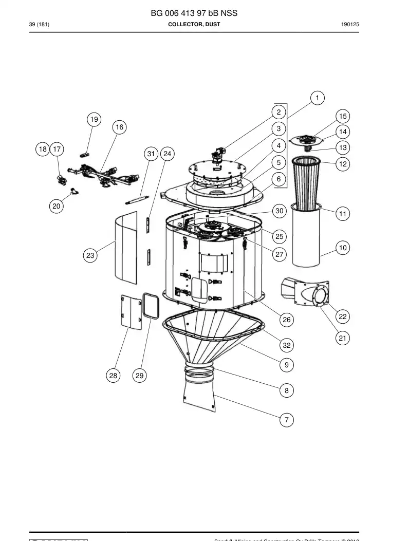 BG00641397c BG 006 413 97c Collector, Dust - Sandvik Technical Drawing