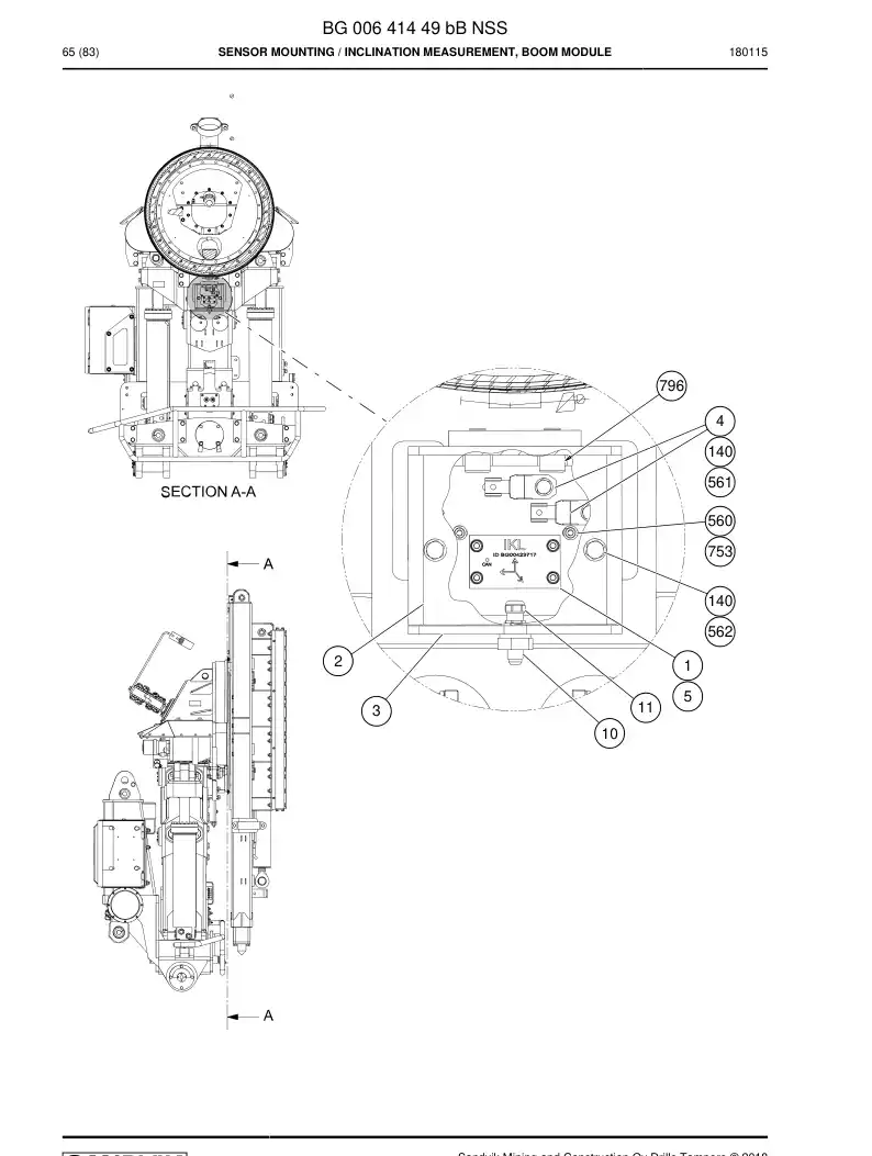 BG00641449b BG 006 414 49b MONTAGEM DO SENSOR - Sandvik Technical Drawing