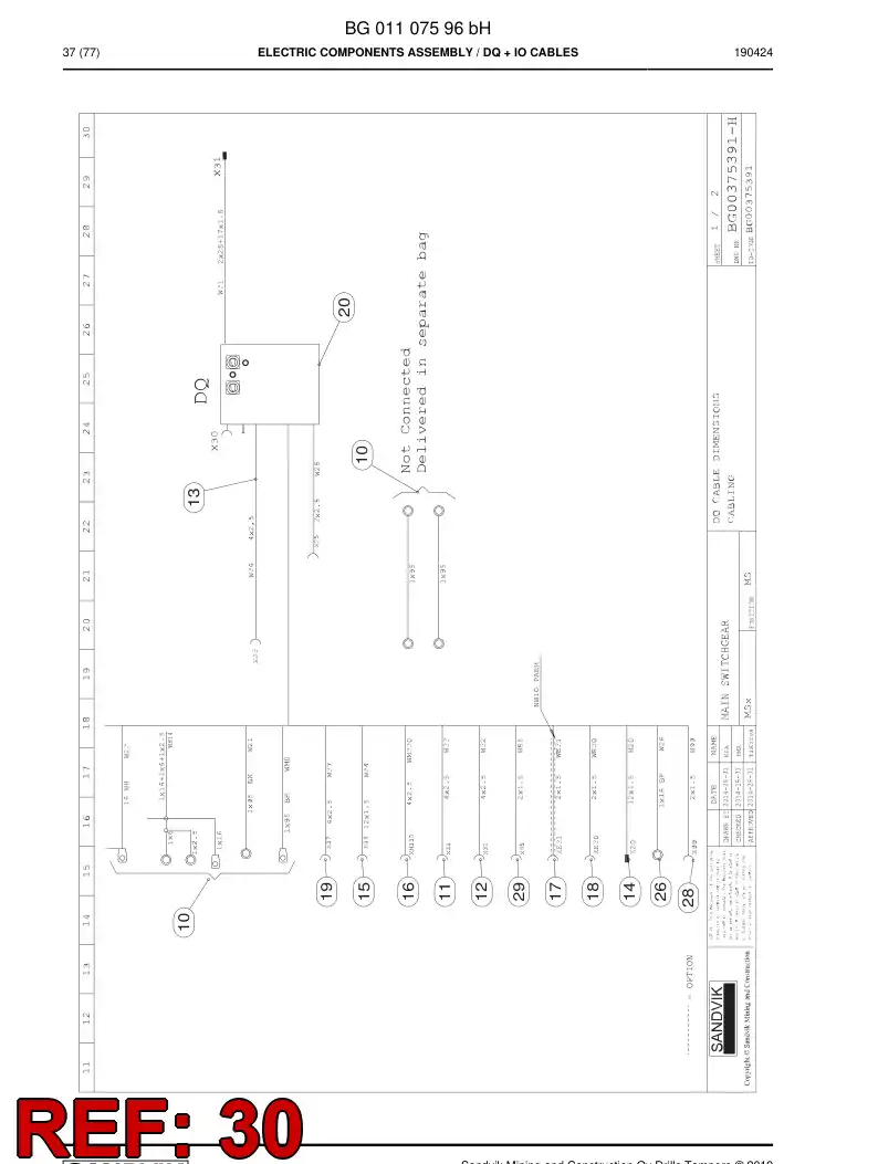 BG00641464a BG 006 414 64a Cover, Battery Terminal - Sandvik Technical Drawing