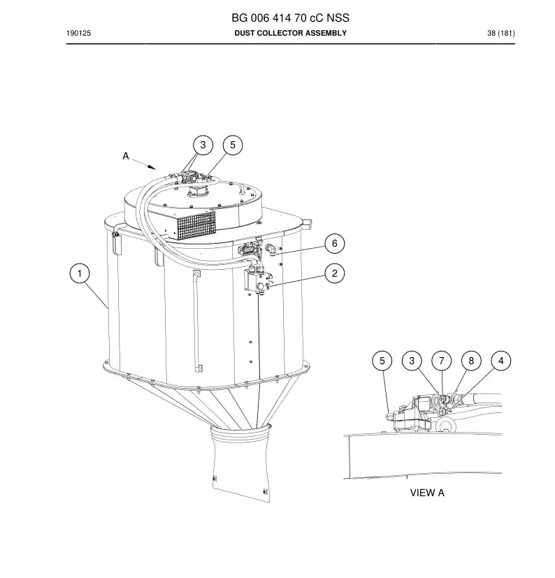 BG00641470c BG 006 414 70c Dust Collector Assembly - Sandvik Technical Drawing