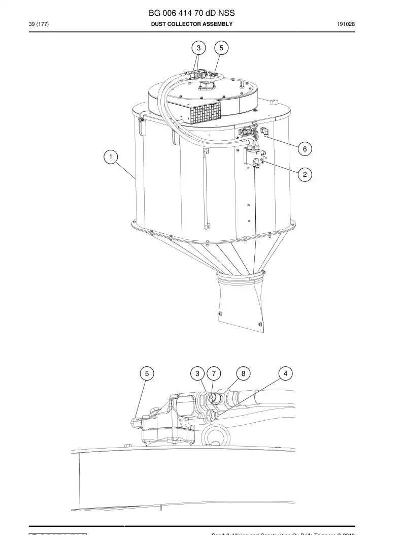 BG00641470d BG 006 414 70d Dust Collector Assembly - Sandvik Technical Drawing