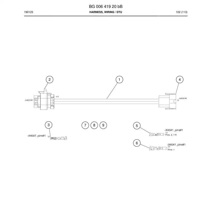 BG00641920b BG 006 419 20b Harness, Wiring - Sandvik Technical Drawing