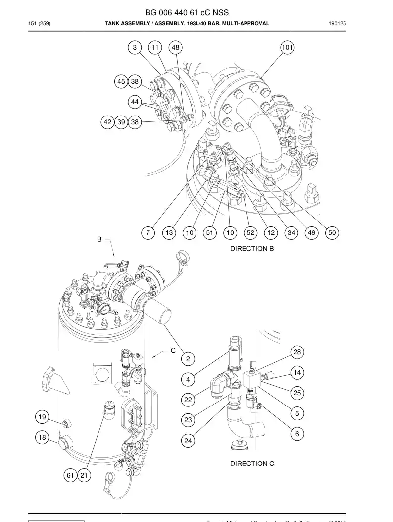 BG00644061d BG 006 440 61d Tank Assembly - Sandvik Technical Drawing