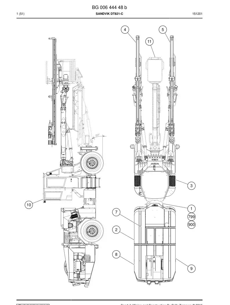 BG00644448b BG 006 444 48b Sandvik DT821-C - Sandvik Technical Drawing