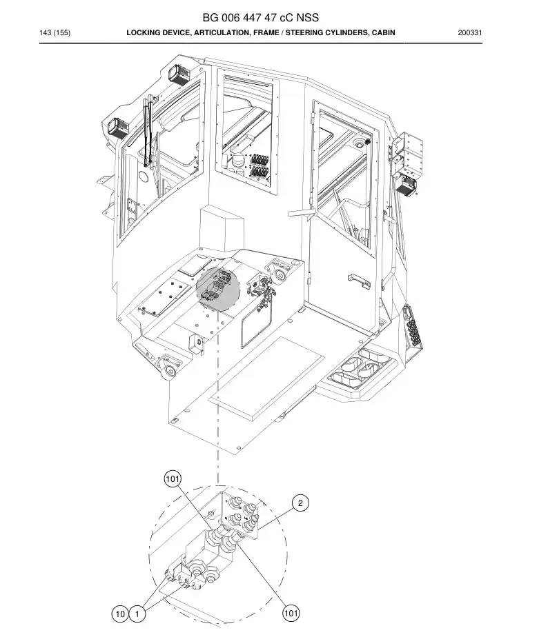 BG00644747c BG 006 447 47c Locking Device, Articulation, Frame - Sandvik Technical Drawing