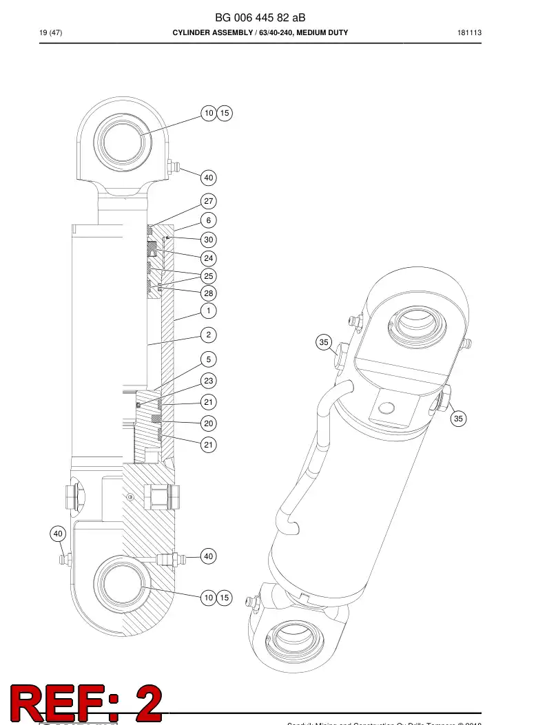 BG00645079a BG 006 450 79a PISTON Rod Assembly - Sandvik Technical Drawing