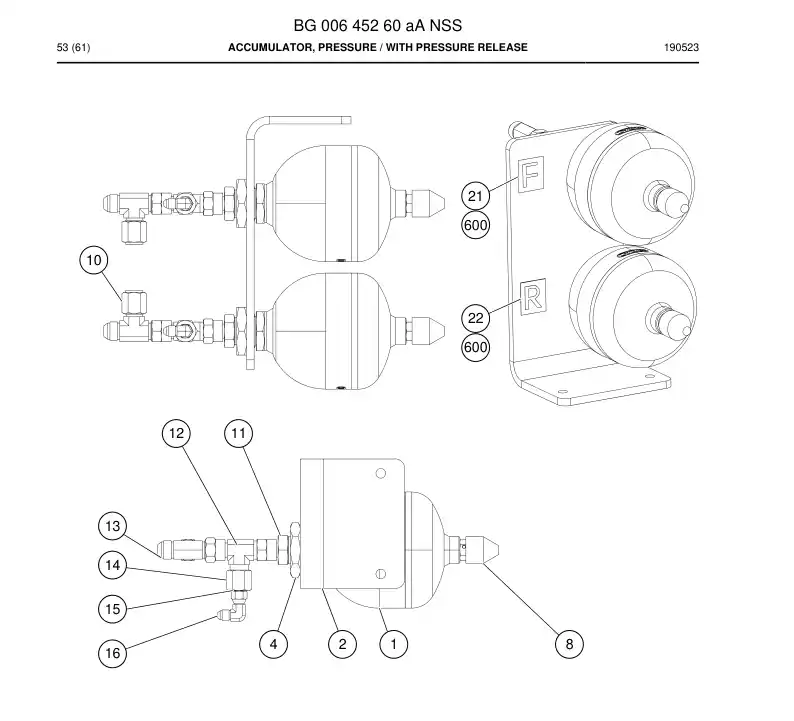 BG00645260a BG 006 452 60a ACUMULADOR, PRESSO - Sandvik Technical Drawing
