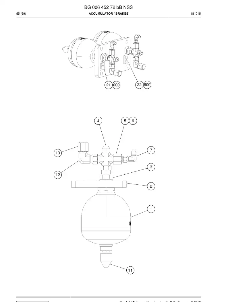 BG00645272b BG 006 452 72b ACUMULADOR - Sandvik Technical Drawing
