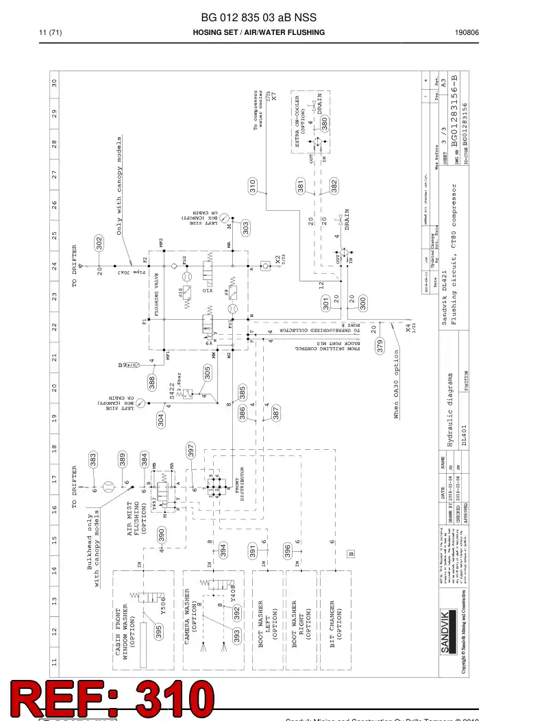 BG00645311b BG 006 453 11b Hose Assembly, Hydraulic - Sandvik Technical Drawing