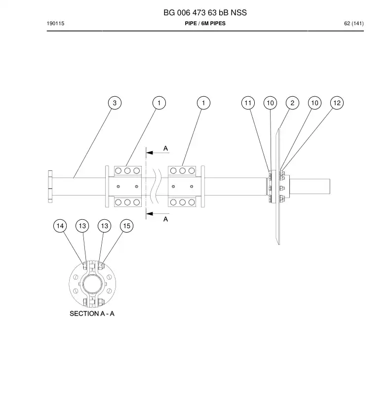 BG00647363b BG 006 473 63b Pipe - Sandvik Technical Drawing