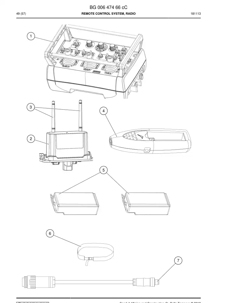 BG00647466c BG 006 474 66c Remote Control System, Radio - Sandvik Technical Drawing