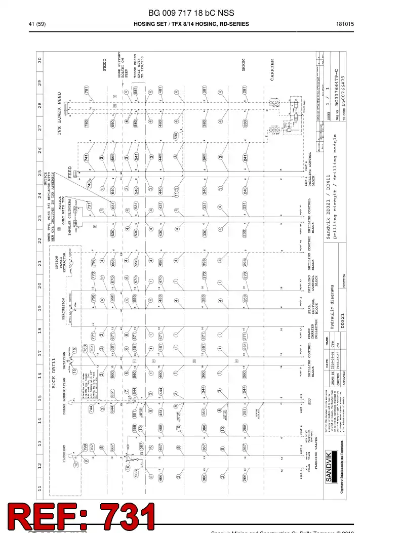 BG00647985b BG 006 479 85b Hose Assembly, Hydraulic - Sandvik Technical Drawing