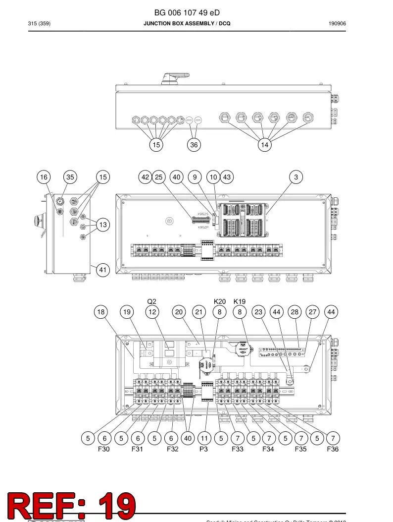 BG00648611b BG 006 486 11b Busbar - Sandvik Technical Drawing