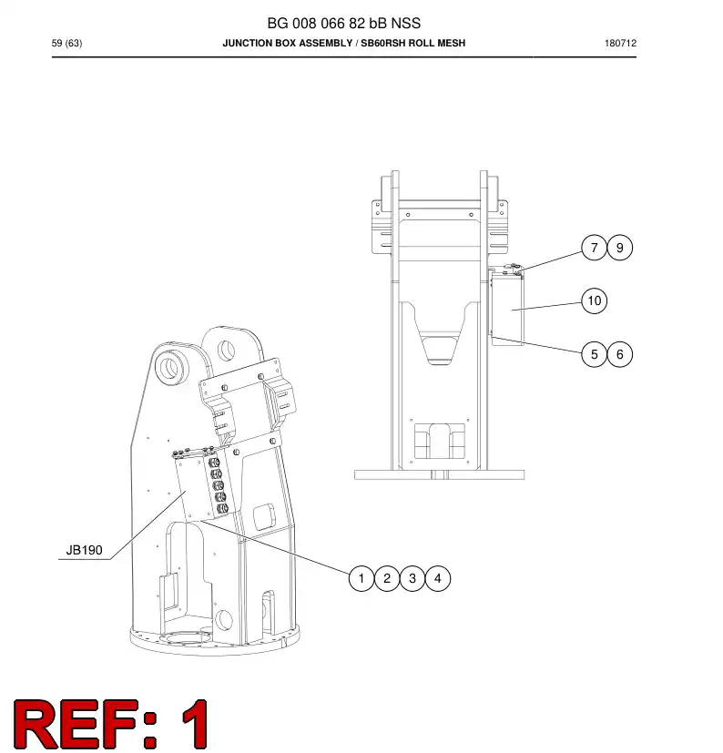 BG00649018a BG 006 490 18a Junction Box Assembly - Sandvik Technical Drawing