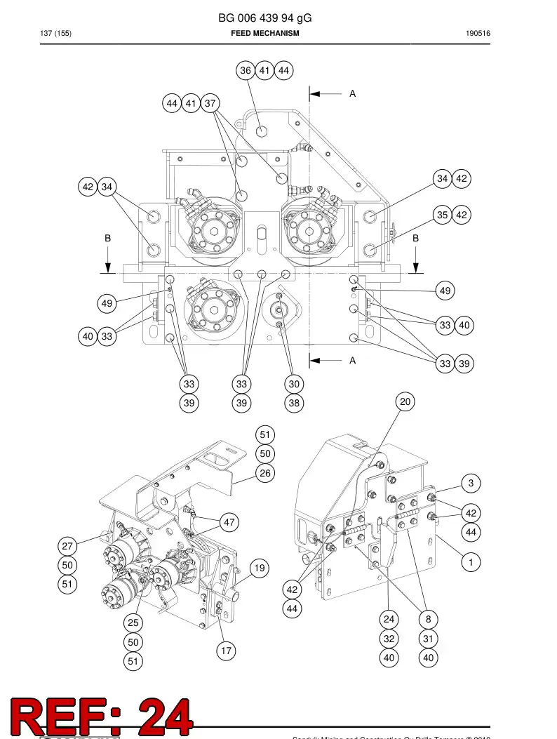 BG00649407a BG 006 494 07a Support - Sandvik Technical Drawing