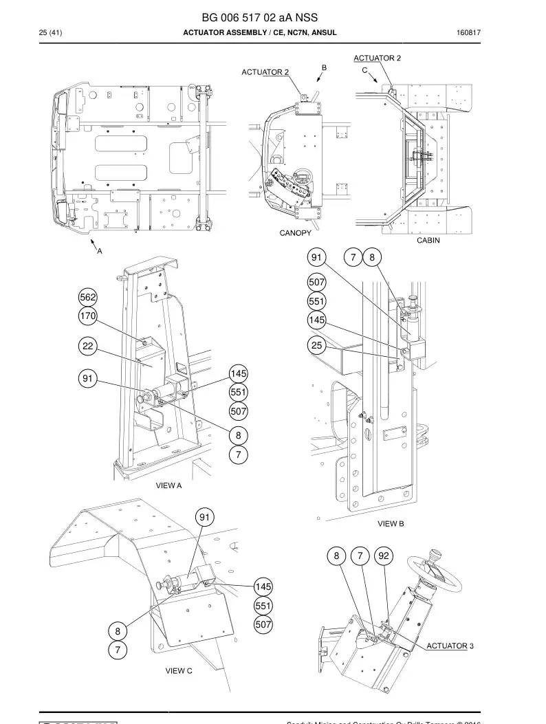 BG00651702a BG 006 517 02a Actuator Assembly - Sandvik Technical Drawing
