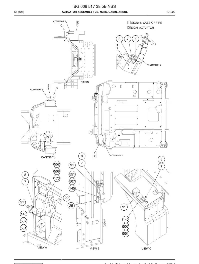 BG00651738b BG 006 517 38b Actuator assembly - Sandvik Technical Drawing