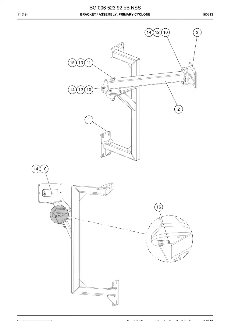 BG00652392b BG 006 523 92b Bracket - Sandvik Technical Drawing